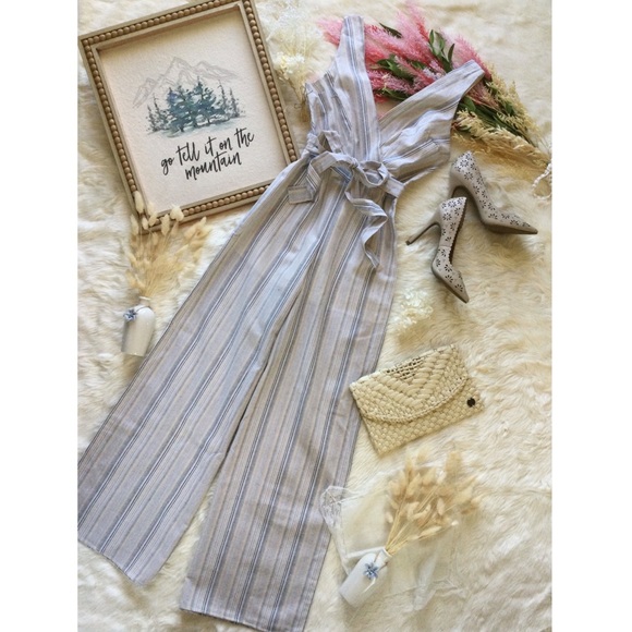 NWT Harper Sand & Stone Woven Wide Leg Jumpsuit - Picture 9 of 15